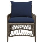 vidaXL Chaise de jardin avec coussins gris  dimensions 60 x 70 x 78 cm  faite en poly rotin.