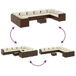 vidaXL Salon de jardin 11 Pièces avec coussins marron résine tressée