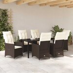 vidaXL Ensemble de salle à manger pour jardin 7 Pièces Marron Poly rotin