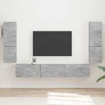 vidaXL Ensemble meuble TV 4 Pièces Gris béton Bois d'ingénierie