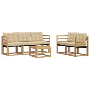 vidaXL Ensemble de canapés d'extérieur 6 pc Blanc et Beige