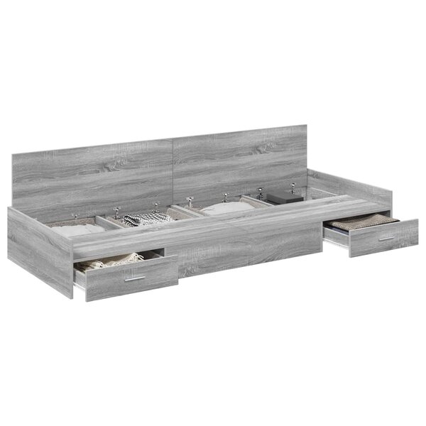 vidaXL Cadre de lit Gris Sonoma 90 x 190 cm Bois d'ingénierie