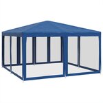 vidaXL Tente de fête avec 8 parois latérales en maille bleu 4x4m PEHD