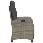 vidaXL Chaise inclinable de jardin et repose-pied gris résine tressée