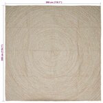 vidaXL Tapis de surface Carré Naturel et Blanc 300 x 300 cm Jute