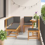 Ensemble de jardin 6 pièces en bois d'acacia avec coussins
