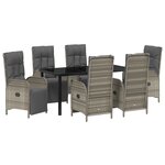 vidaXL Ensemble de salle à manger de jardin de 7 pièces avec coussins en rattan poly gris