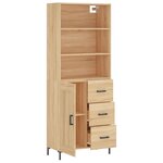 vidaXL Buffet haut Chêne sonoma 69 5x34x180 cm Bois d'ingénierie