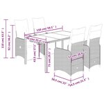 vidaXL Ensemble de bistro de jardin 5 Pièces coussins gris poly rotin