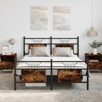 vidaXL Cadre de lit sans matelas chêne fumé 150x200 cm bois ingénierie