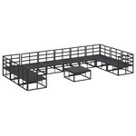 vidaXL Ensemble de canapé de jardin avec coussin 11 Pièces Noir Aluminium