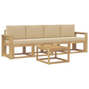 vidaXL Ensemble de canapés d'extérieur 5 pc Blanc et Beige