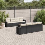 vidaXL Salon de jardin 9 Pièces avec coussins noir résine tressée
