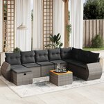 vidaXL Salon de jardin 9 Pièces avec coussins gris résine tressée