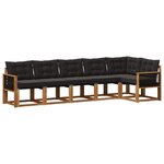 vidaXL Ensemble de canapés d'extérieur 6 Pièces Naturel et noir