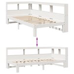 vidaXL Lit bibliothèque sans matelas blanc 90x190cm bois de pin massif