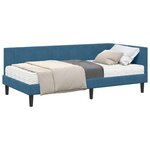 vidaXL Cadre de lit d'angle avec matelas Bleu 90 x 190 cm Velours