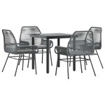 vidaXL Ensemble à manger jardin coussins 5 Pièces gris poly rotin verre