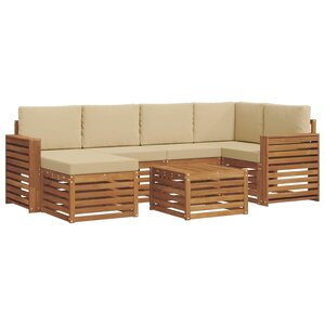 vidaXL Ensemble de canapés d'extérieur 7 pc Naturel et Beige Polyester