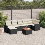 vidaXL Salon de jardin 8 Pièces avec coussins noir résine tressée