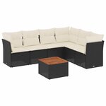 vidaXL Salon de jardin 7 Pièces avec coussins noir résine tressée
