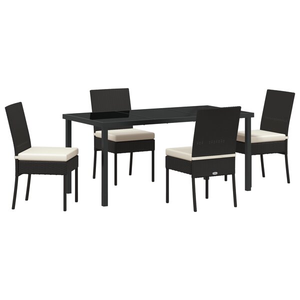 vidaXL Ensemble de Salle à Manger de Jardin de 5 Pièces Noir Poly Rattan