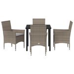 Ensemble de Salle à Manger de Jardin 5 Pièces avec Coussins Rattan Poly Gris vidaXL