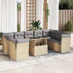 vidaXL Salon de jardin avec coussins 10 Pièces beige résine tressée
