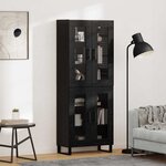 vidaXL Haut Armoire 2 Pièces Chêne noir Bois Aggloméré et Verre
