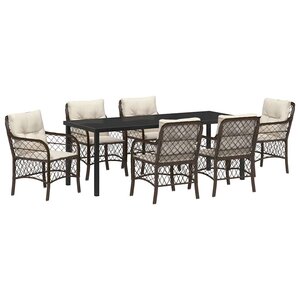 vidaXL Ensemble de salle à manger pour jardin 7 Pièces Marron polyrotin
