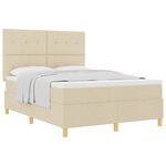 vidaXL Lit à ressorts avec tête de lit Crème 140 x 190 cm tissu
