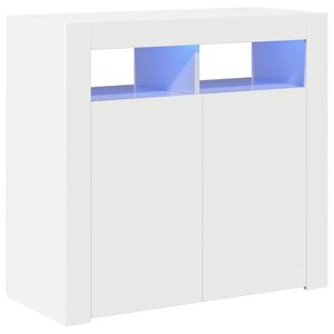 vidaXL Buffet avec lumières LED blanc brillant 80x35x75 cm