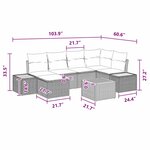 vidaXL Ensemble de canapé de jardin avec coussin 7 Pièces Noir Poly rotin