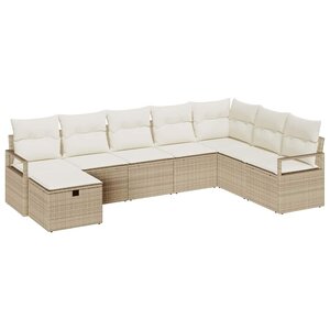 vidaXL Ensemble de canapé de jardin avec coussin 8 Pièces beige et crème