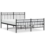 vidaXL Cadre de lit métal sans matelas avec pied de lit noir 160x200cm