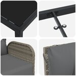 vidaXL Ensemble de salle à manger de jardin de 7 pièces avec coussins en rattan poly gris