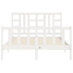 vidaXL Cadre de lit avec tête de lit blanc 140x190 cm bois massif
