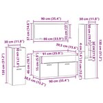 vidaXL Ensemble de mobilier de salle de bain 5 Pièces Chêne noir