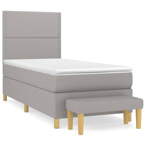 vidaXL Sommier à lattes de lit avec matelas Gris clair 100x200cm Tissu