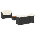 vidaXL Salon de jardin 6 Pièces avec coussins noir résine tressée