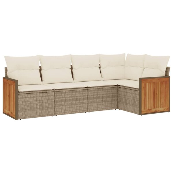 vidaXL Salon de jardin avec coussins 5 Pièces beige résine tressée