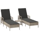 vidaXL Chaise Longue Ensemble de 3 Gris clair et gris foncé