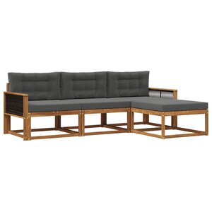 vidaXL Ensemble de canapés d'extérieur 4 pc Naturel et Anthracite