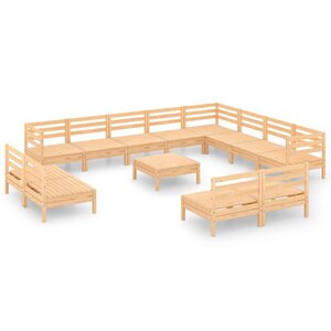 Salon de jardin meuble d'extérieur ensemble de mobilier 13 pièces bois de pin massif 02_0015800