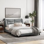 vidaXL Cadre de lit avec lumières LED gris clair 120x200 cm tissu