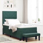 vidaXL Lit Box Spring avec Matelas & Banc Vert Foncé 90x190 cm en Velours