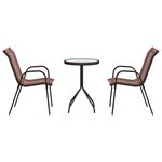 vidaXL Ensemble Bistro de jardin 3 pièces Marron Textilène et Acier