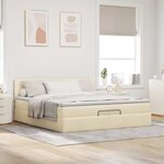 VidaXL Cadre de lit ottoman avec matelas crème 200x200 cm tissu