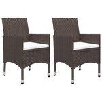 vidaXL Mobilier à dîner de jardin 3 Pièces Marron Résine tressée et verre
