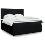vidaXL Sommier à lattes de lit avec matelas Noir 180x200 cm Tissu